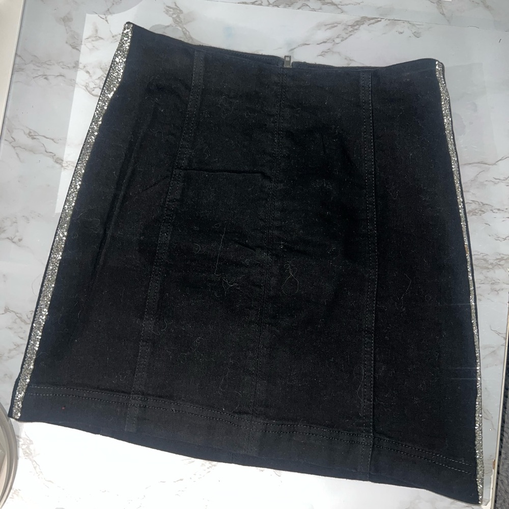 Tinseltown Black Skirt with Silver Accents